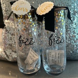 NWT Mud Pie FIZZ Stemless Champagne Flutes